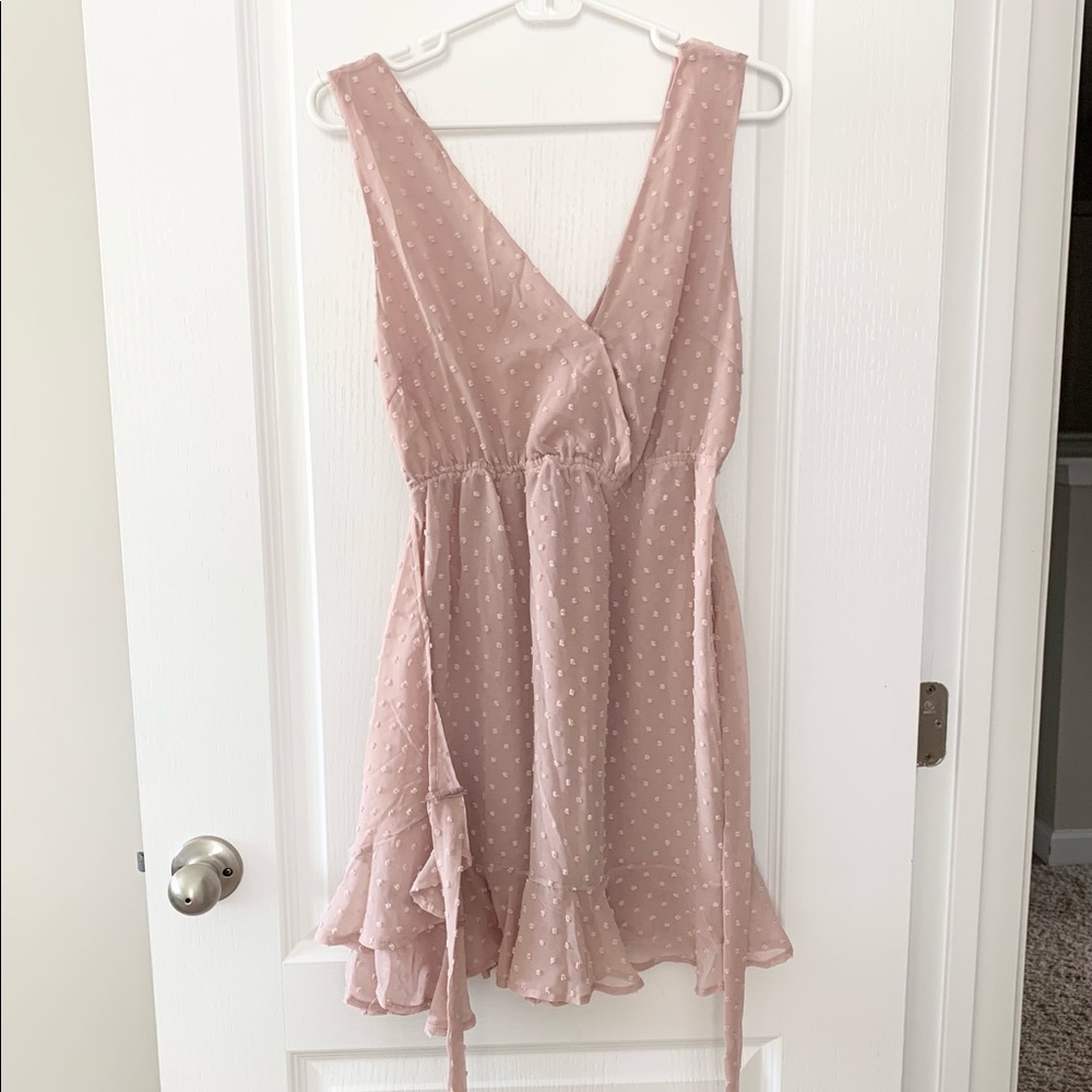 Pink Faux Wrap Dress